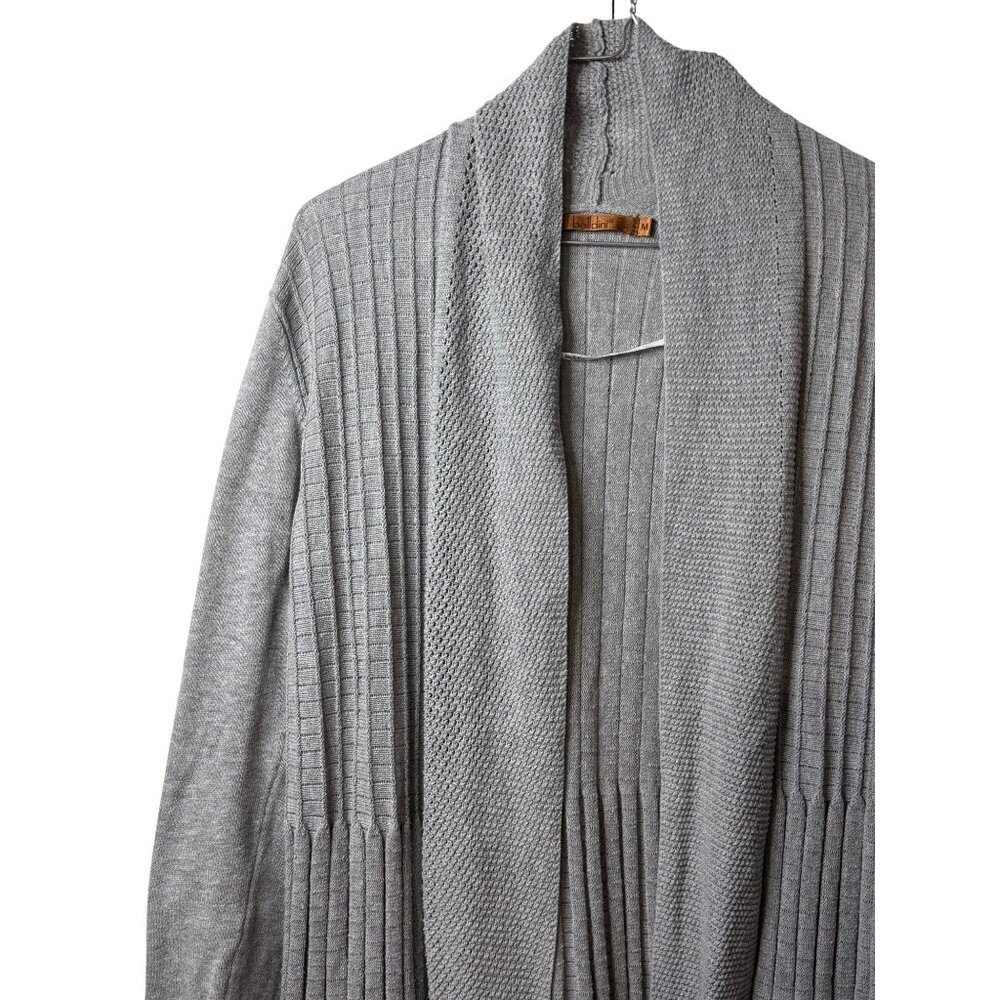 Belldini Womens Medium Gray Ribbed Cardigan Sweater Preppy Cozy Open Front Knit